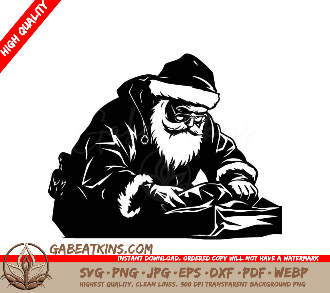 Santa Claus SVG - Santa Claus Wrapping Gifts SVG