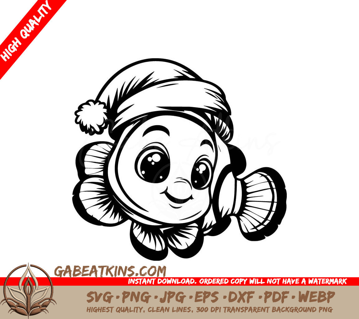 A Fish Wearing A Santa Hat SVG - Santa Clownfish SVG