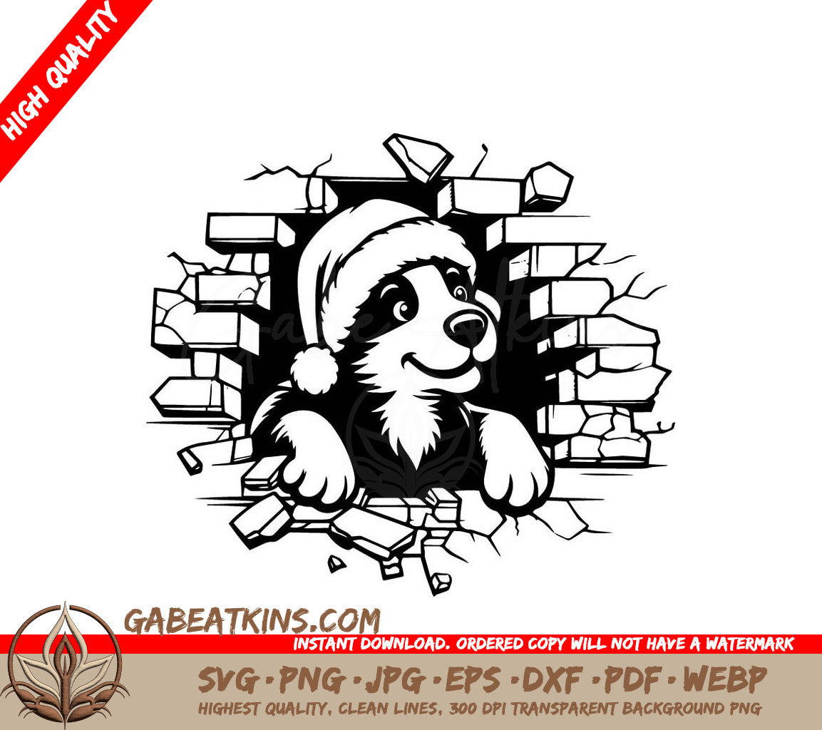 A Dog Wearing A Santa Hat SVG - Santa Dog Breakout SVG