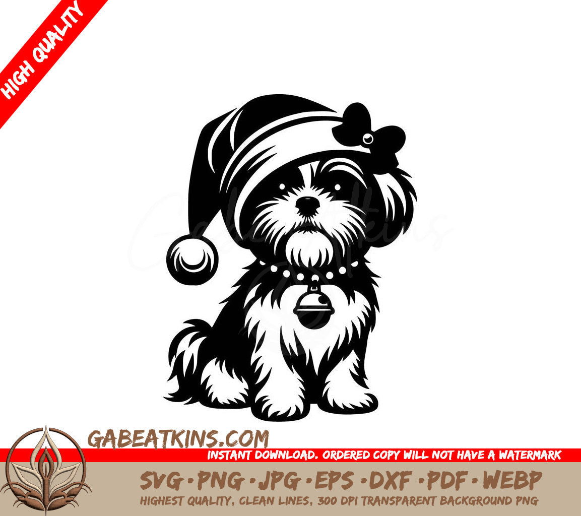 A Small Dog Wearing A Santa Hat SVG - Santa Dog Jingle SVG