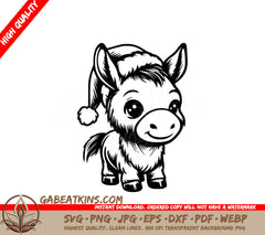 A Donkey Wearing A Santa Hat SVG - Santa Donkey SVG