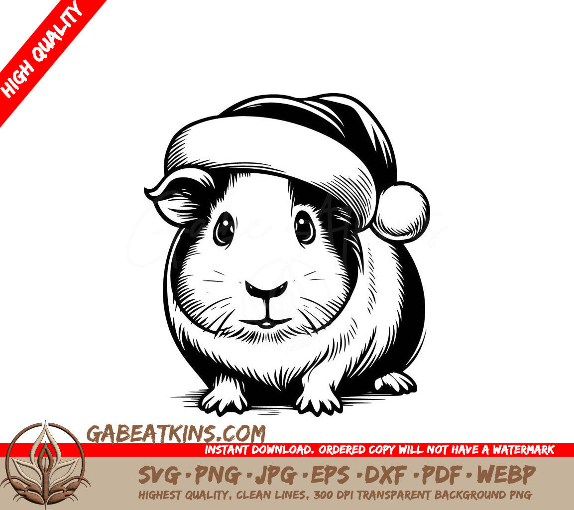A Guinea Pig Wearing A Santa Hat SVG - Santa Guinea Piggie SVG