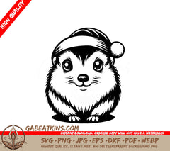 A Hedgehog Wearing A Santa Hat SVG - Santa Hamster SVG