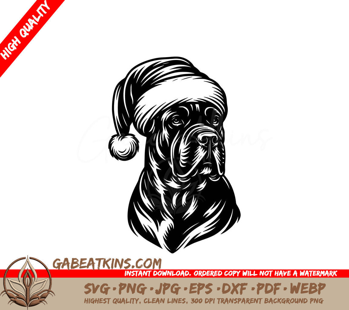 A Dog Wearing A Santa Hat SVG - Santa Hat Cane Corso SVG