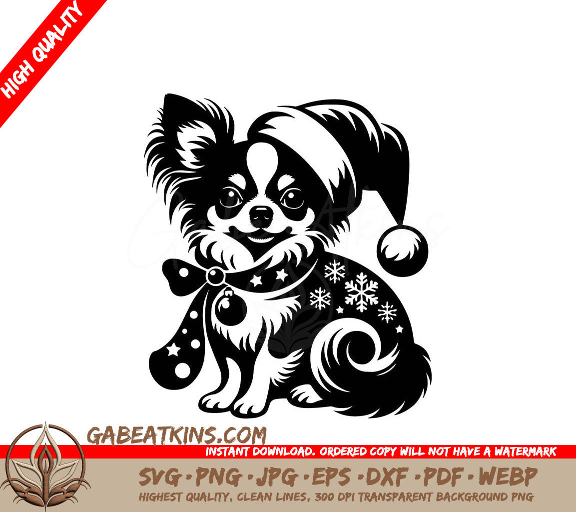 A Chihuahua Wearing A Santa Hat SVG - Santa Hat Chihuahua SVG