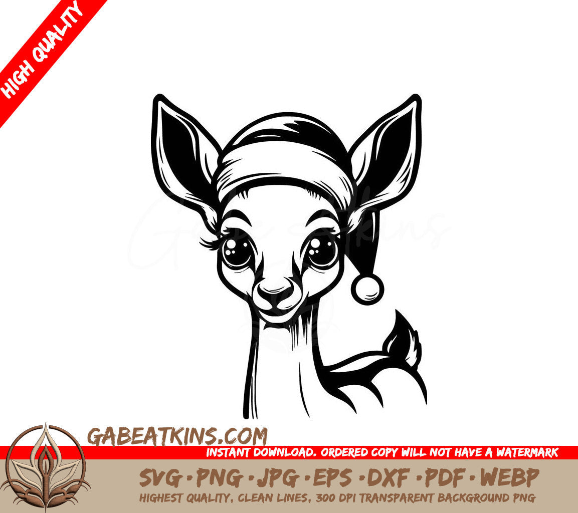 A Deer Wearing A Santa Hat SVG - Santa Hat Deer SVG