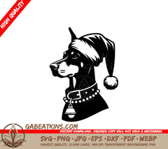 A Dog Wearing A Santa Hat SVG - Santa Hat Doberman SVG