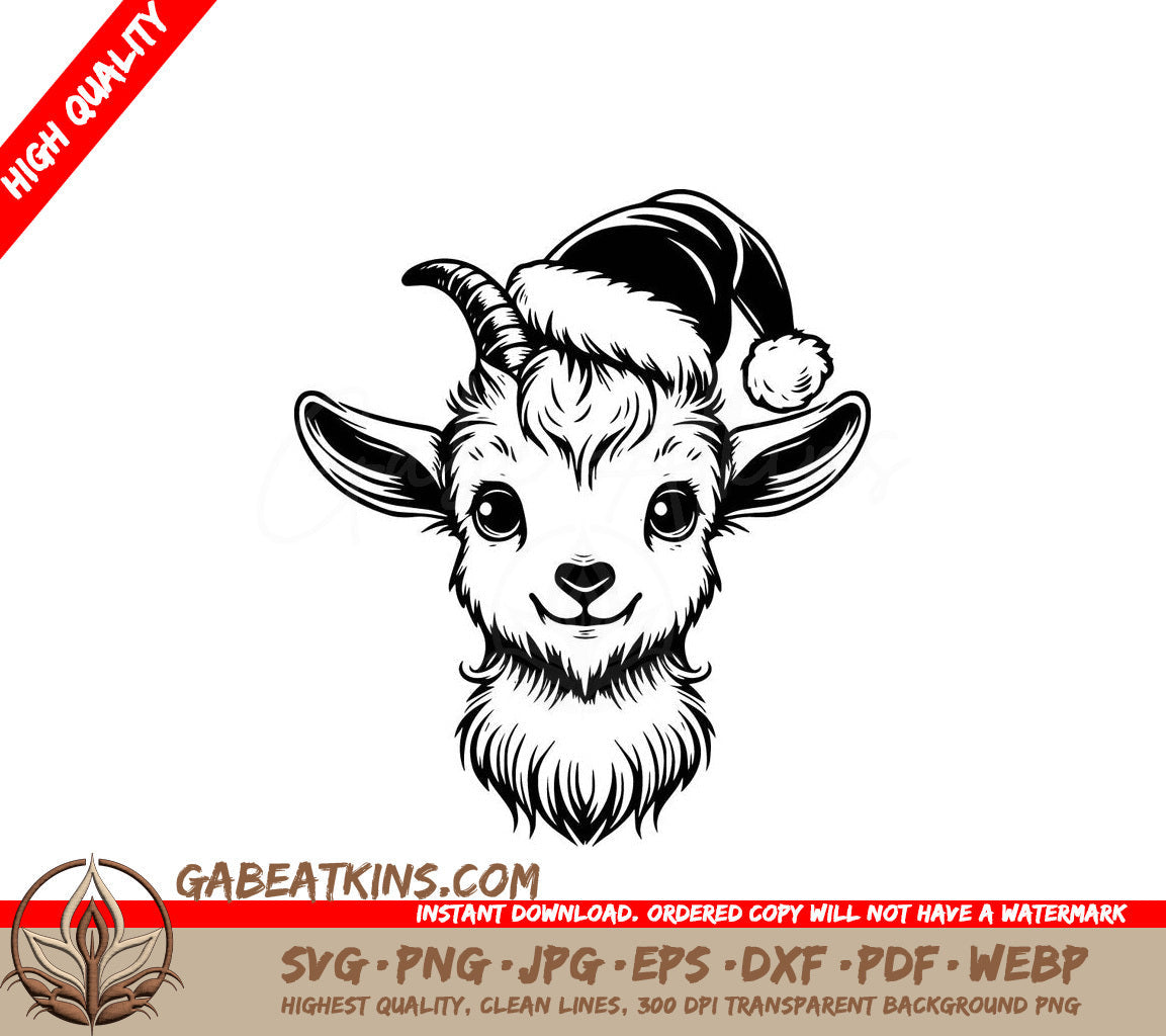 A Goat Wearing A Santa Hat SVG - Santa Hat Goat SVG