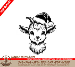 A Goat Wearing A Santa Hat SVG - Santa Hat Goat SVG