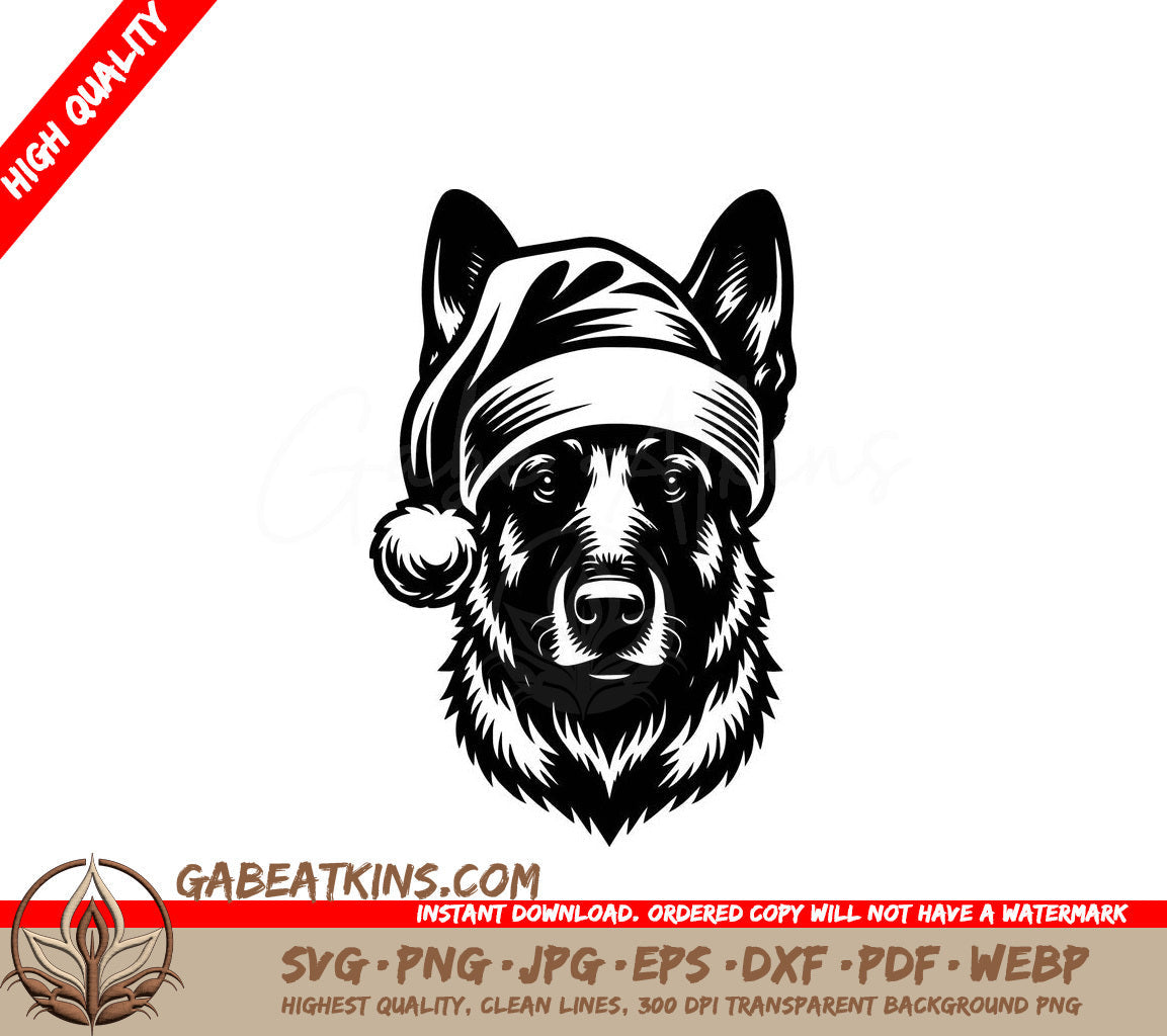 A Dog Wearing A Santa Hat SVG - Santa Hat Malinois SVG
