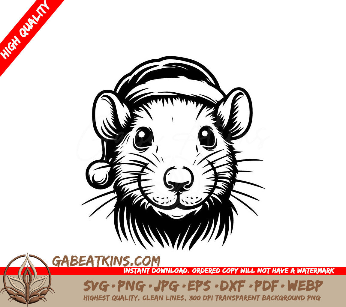 A Rat Wearing A Santa Hat SVG - Santa Hat Mouse SVG