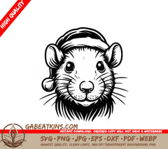 A Rat Wearing A Santa Hat SVG - Santa Hat Mouse SVG