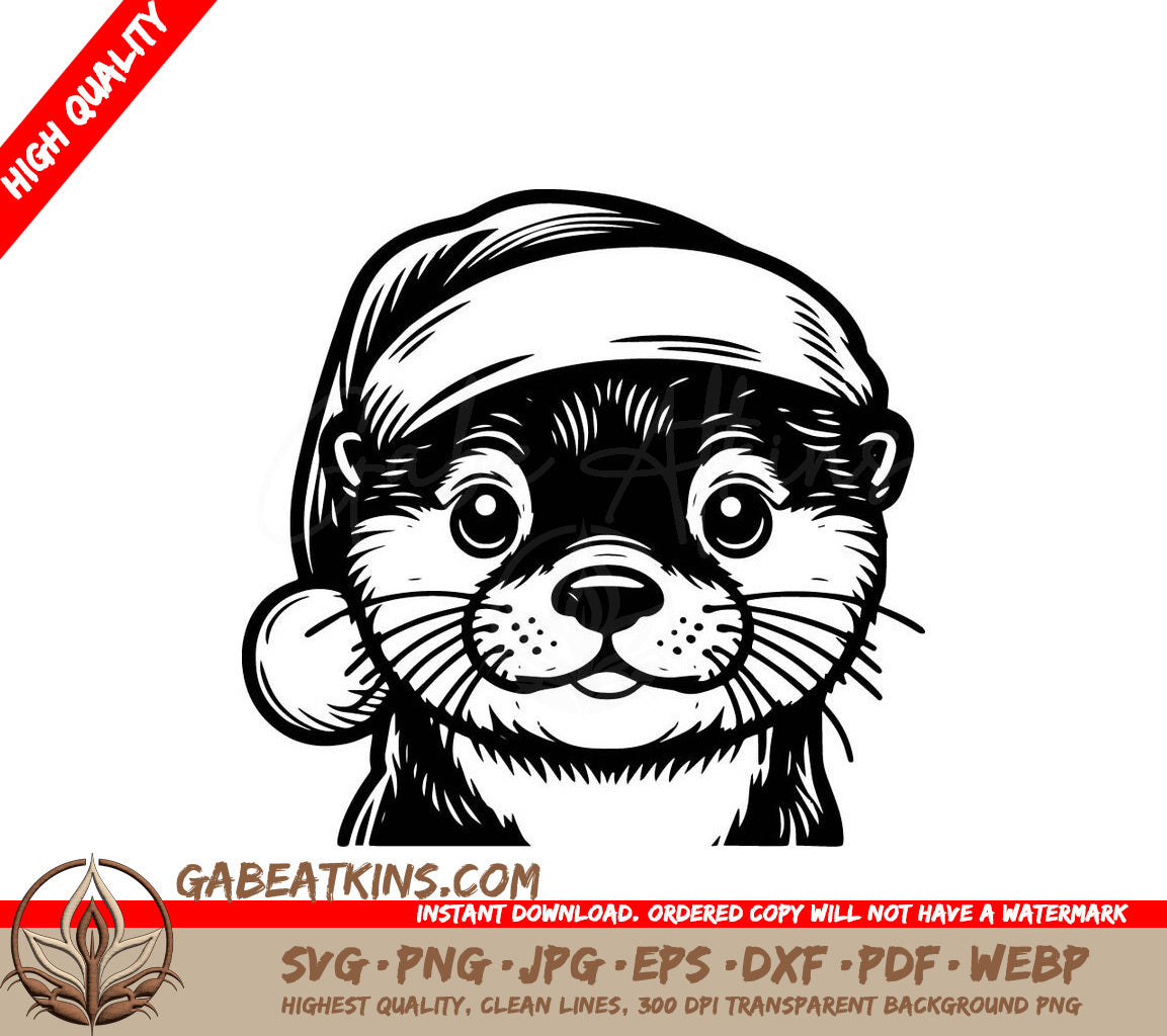 An Otter Wearing A Santa Hat SVG - Santa Hat Otter SVG