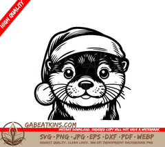 An Otter Wearing A Santa Hat SVG - Santa Hat Otter SVG