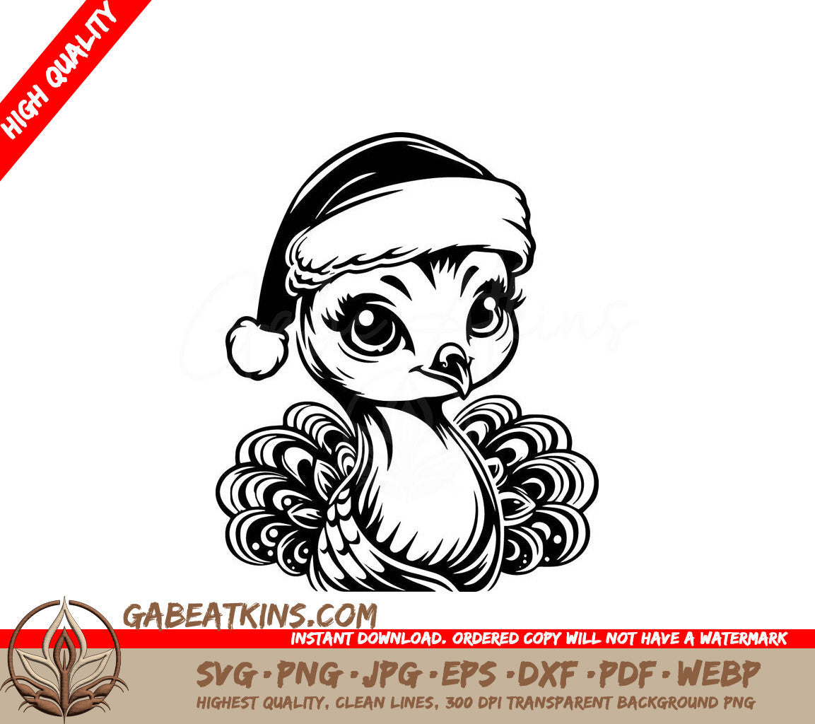 An Owl Wearing A Santa Hat SVG - Santa Hat Peacock SVG