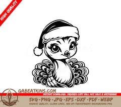 An Owl Wearing A Santa Hat SVG - Santa Hat Peacock SVG