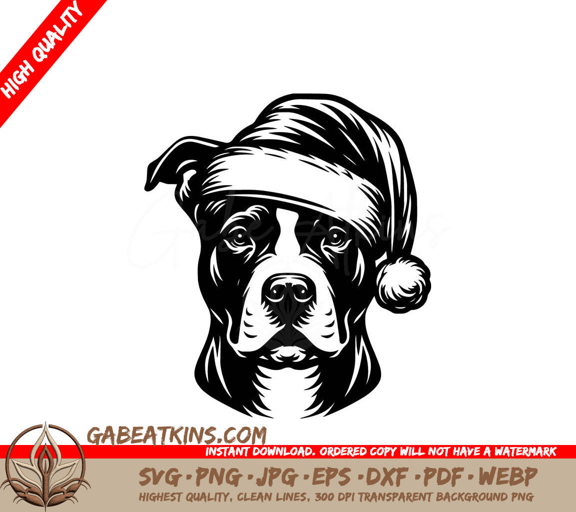 A Dog Wearing A Santa Hat SVG - Santa Hat Pit Bull SVG