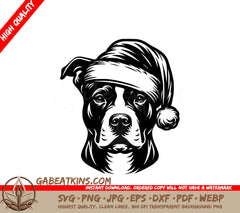 A Dog Wearing A Santa Hat SVG - Santa Hat Pit Bull SVG