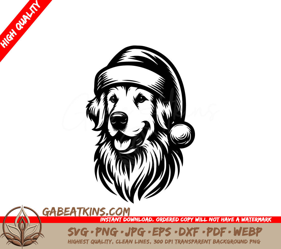 A Dog Wearing A Santa Hat SVG - Santa Hat Retriever SVG