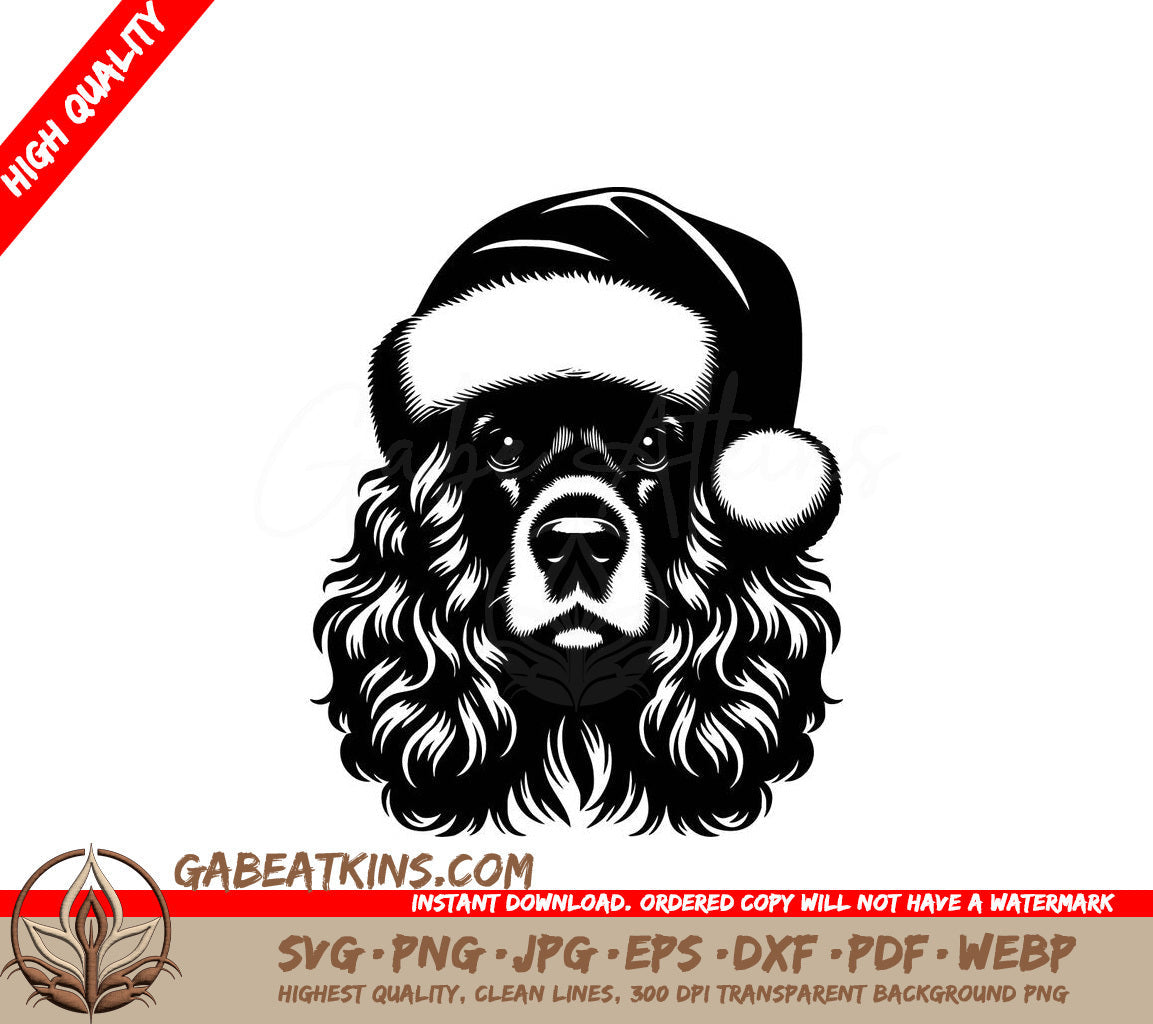 A Dog Wearing A Santa Hat SVG - Santa Hat Spaniel SVG