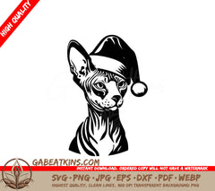 A Cat Wearing A Santa Hat SVG - Santa Hat Sphynx SVG