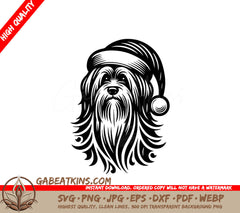 A Dog Wearing A Santa Hat SVG - Santa Hat Tibetan Terrier SVG