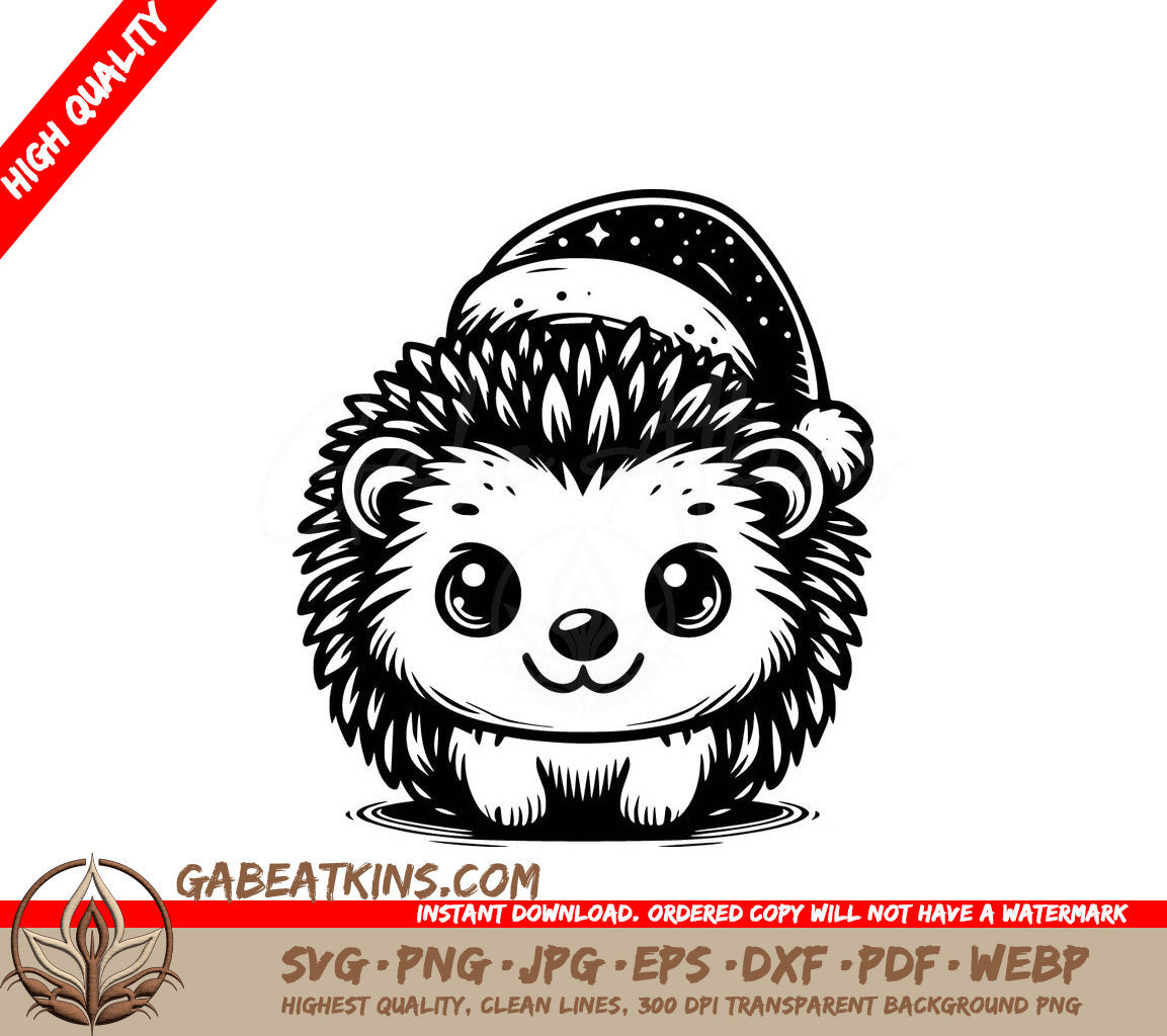 A Hedgehog Wearing A Santa Hat SVG - Santa Hedgehog SVG