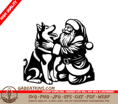 Santa Hugging A Husky Dog SVG - Santa Husky Hugs SVG