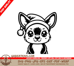 A Dog Wearing A Santa Hat SVG - Santa Kangaroo SVG