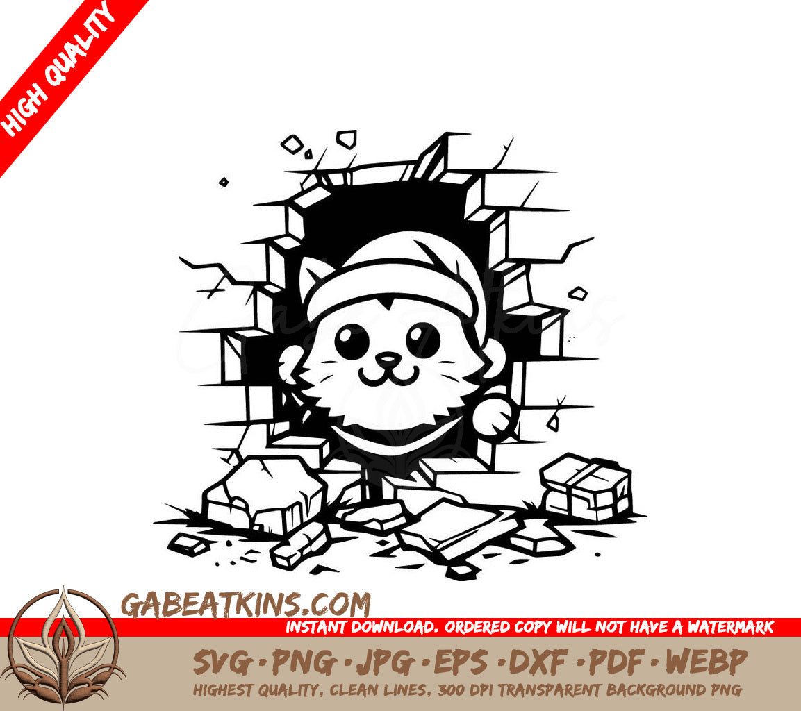 A Cat Wearing A Santa Hat SVG - Santa Kitty Breakout SVG
