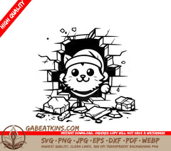 A Cat Wearing A Santa Hat SVG - Santa Kitty Breakout SVG