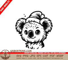 A Koala Wearing A Santa Hat SVG - Santa Koala SVG