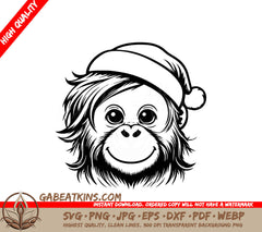 A Monkey Wearing A Santa Hat SVG - Santa Monkey SVG