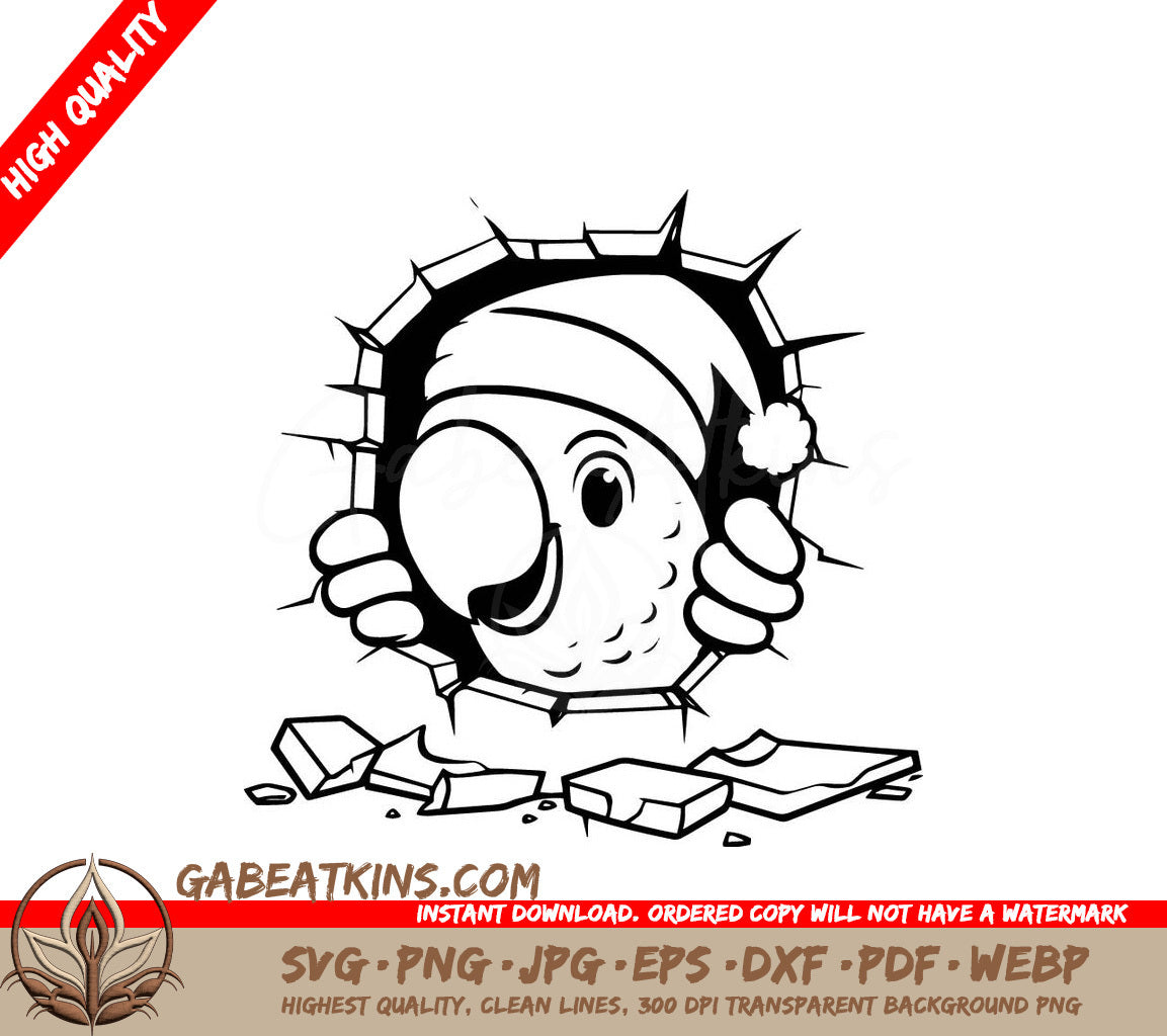 A Parrot Wearing A Santa Hat SVG - Santa Parrot Breakout SVG