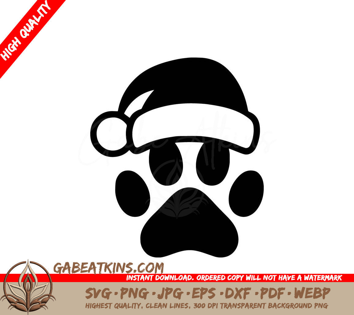A Paw Wearing A Santa Hat SVG - Santa Paws SVG