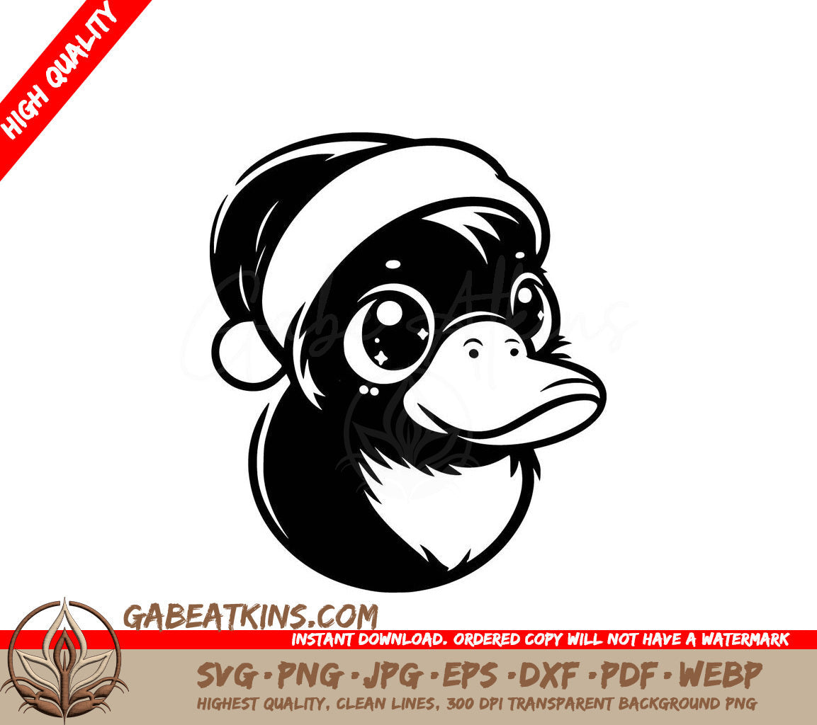 A Duck Wearing A Santa Hat SVG - Santa Platypus SVG