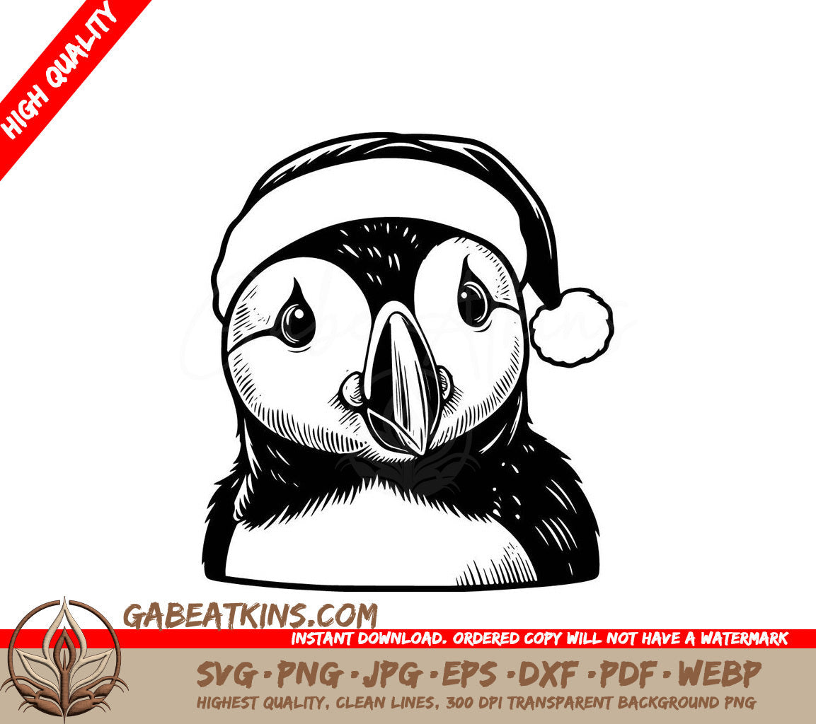 A Penguin Wearing A Santa Hat SVG - Santa Puffin SVG