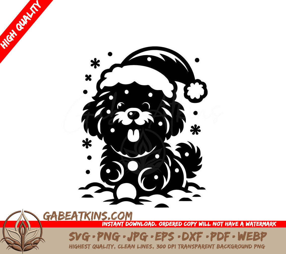 A Dog Wearing A Santa Hat SVG - Santa Pup SVG
