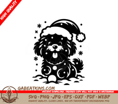 A Dog Wearing A Santa Hat SVG - Santa Pup SVG