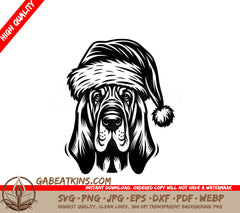 A Dog Wearing A Santa Hat SVG - Santa Pup Bloodhound SVG