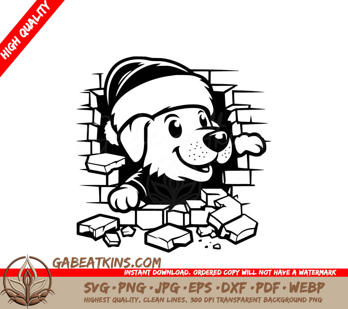 A Dog Wearing A Santa Hat SVG - Santa Pup Breakout SVG