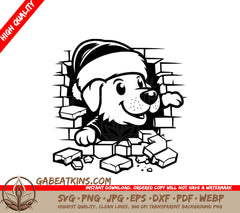 A Dog Wearing A Santa Hat SVG - Santa Pup Breakout SVG