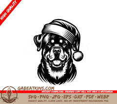 A Dog Wearing A Santa Hat SVG - Santa Pup Rottweiler SVG