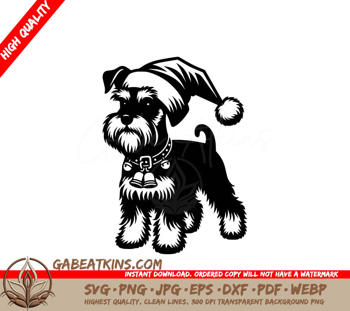 A Schnauzer Wearing A Santa Hat SVG - Santa Pup Surprise SVG