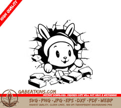 A Rabbit Wearing A Santa Hat SVG - Santa Rabbit Breakout SVG