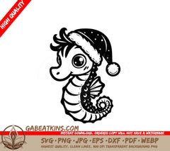 A Seahorse Wearing A Santa Hat SVG - Santa Seahorse SVG