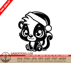 A Skunk Wearing A Santa Hat SVG - Santa Skunk SVG