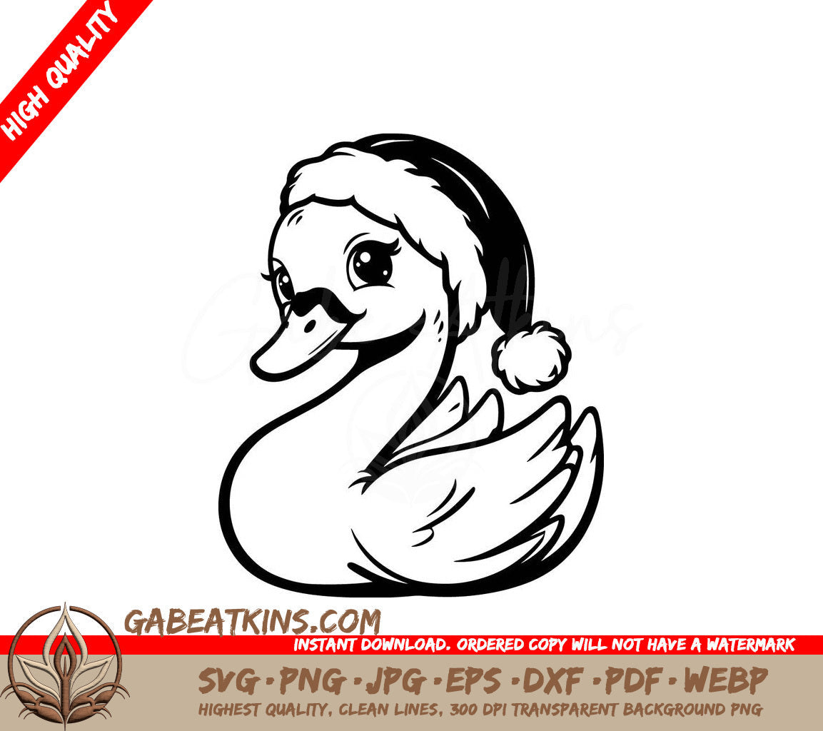 A Duck Wearing A Santa Hat SVG - Santa Swan SVG