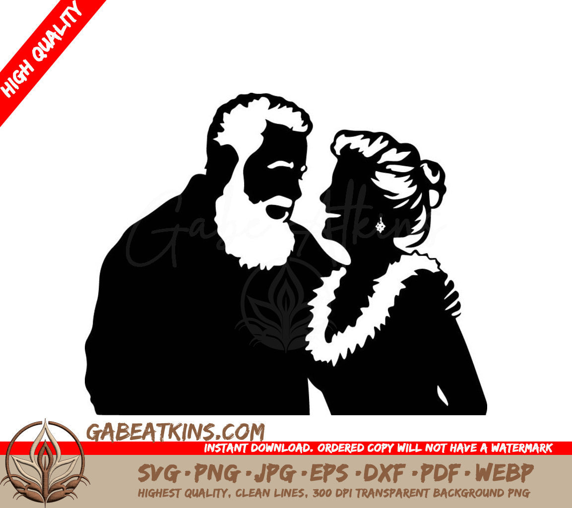 A Man And Woman Looking At Each Other SVG - Santa and Mrs. Claus Vacation SVG