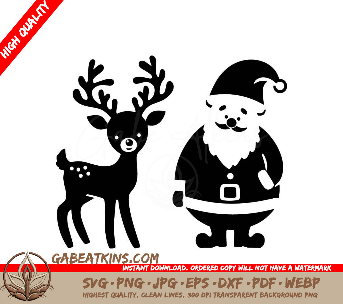 A Reindeer And Santa Claus SVG - Santa and Reindeer SVG
